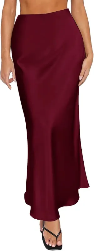 Spring Summer Skirts Satin Skirt High Waisted Maxi Wedding A Line Long Skirts Disposable Table