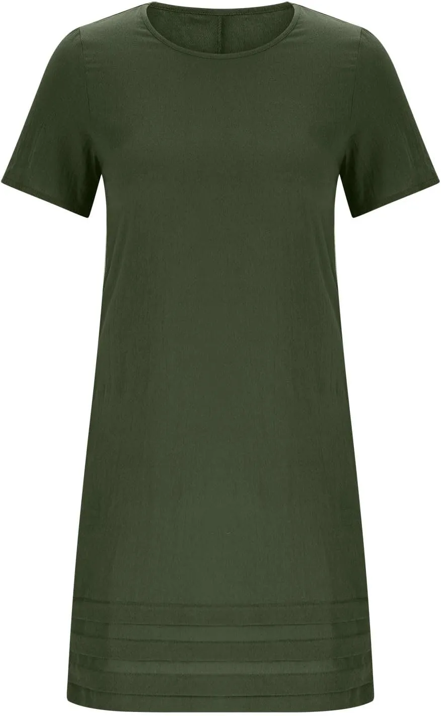 Summer Dresses for Women Short Sleeve Scoop Neck Cotton Linen Tunic Tshirt Dress Casual Loose Fit Vacation Sundress
