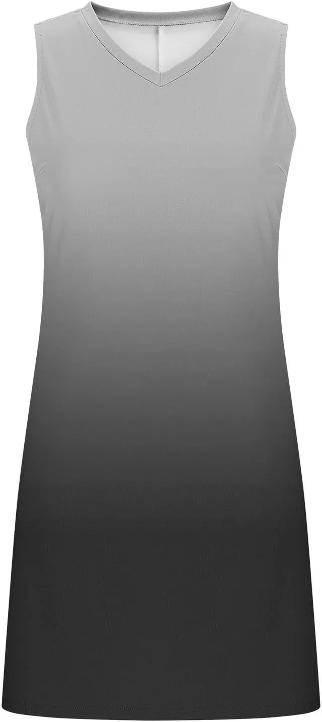 Sundresses for Women Summer Casual V Neck Sleeveless Dresses Boho Beach Cover Up Tank Dress A Line T-Shirts Dress