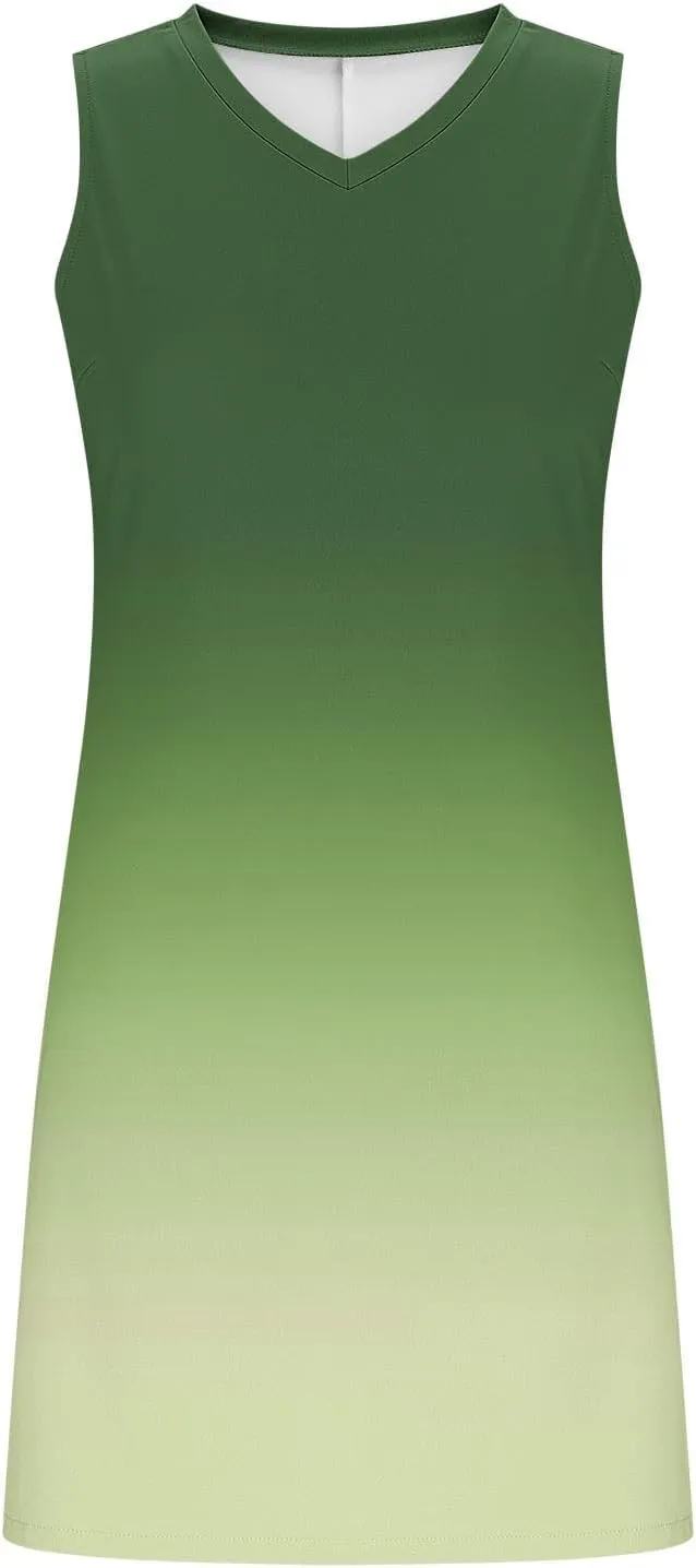 Sundresses for Women Summer Casual V Neck Sleeveless Dresses Boho Beach Cover Up Tank Dress A Line T-Shirts Dress