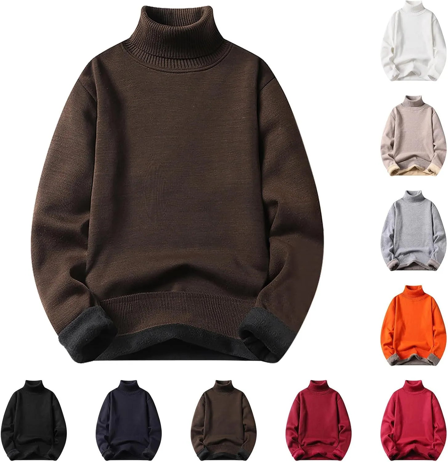 Sweater Tops for Men, Turtleneck Long Sleeve Knitted Slim Fit Sweaters Fall Winter Solid Soft Big and Tall Sportswear
