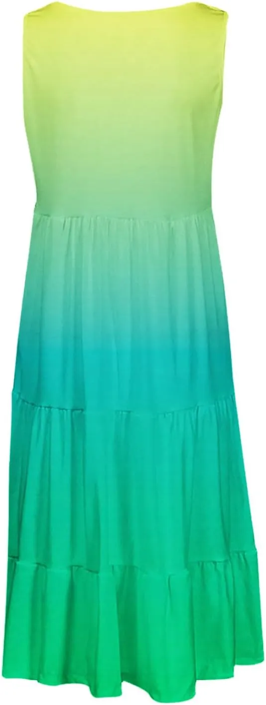 TANGNADE Women's Summer Sleeveless A-Line Midi Dresses Casual Trendy Dress Flowy Beach Sundress U Neck Tank Dresses