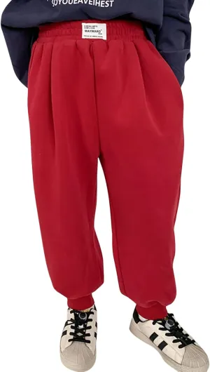 Toddler Boys Girls Fleece Pants Baby Pull-On Pants Winter Warm Sherp𝐚 Lined Sweatpants Jogger Kids Harem Pants