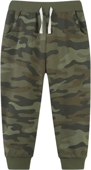 Toddler Boys Sweatpants Camouflage Drawstring Elastic Pull-On Pants Joggers Active Sport Trousers High Waisted Bottoms