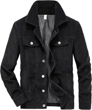 tuduoms Men's Casual Corduroy Trucker Jacket Vintage Long Sleeve Button Down Cotton Corduroy Shirt Shackets Big Tall Jacket