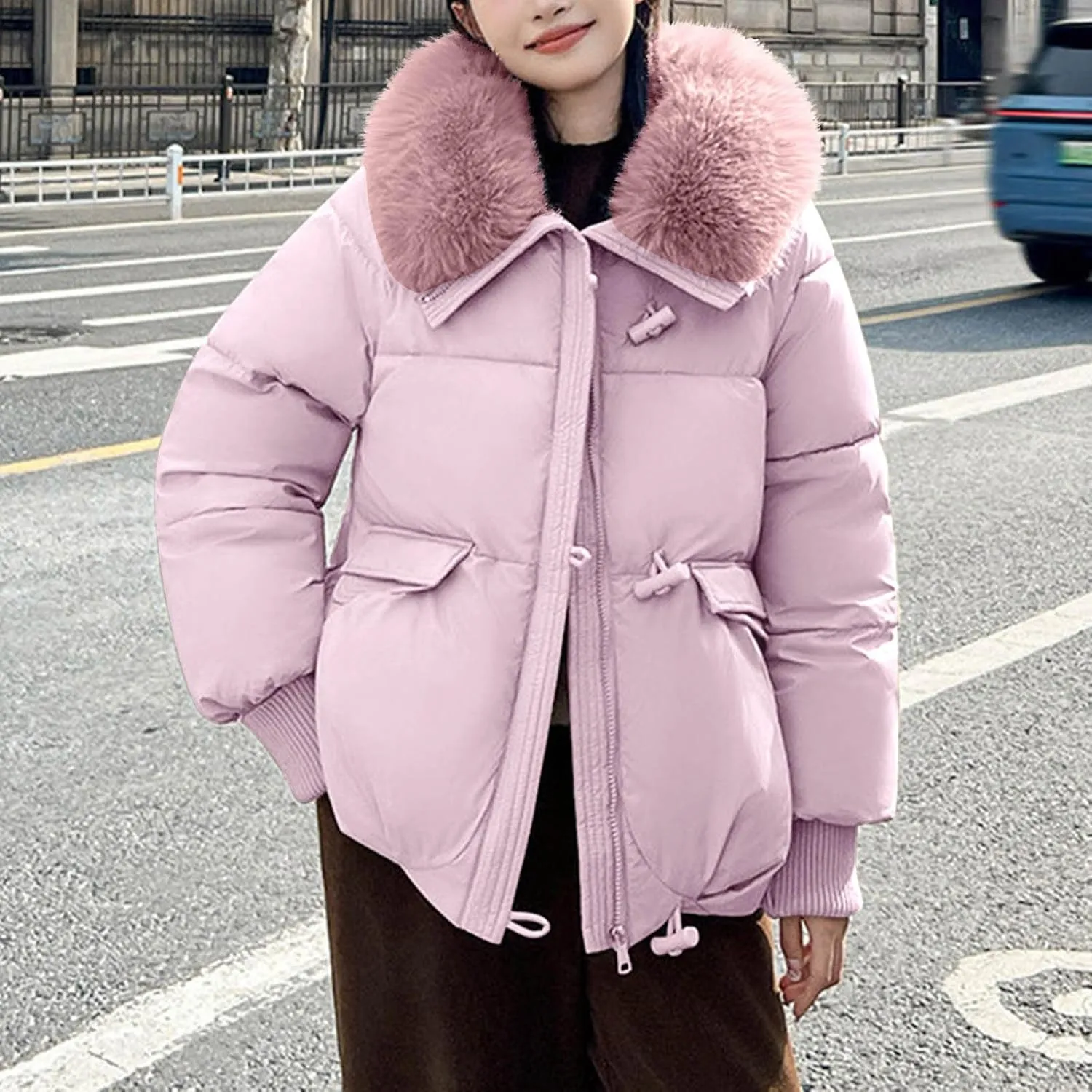 Winter Coats For Women With Hood Fleece Lined Thicken Warm Puffer Parkas Button Down Jacket Trendy Outfits Clothes