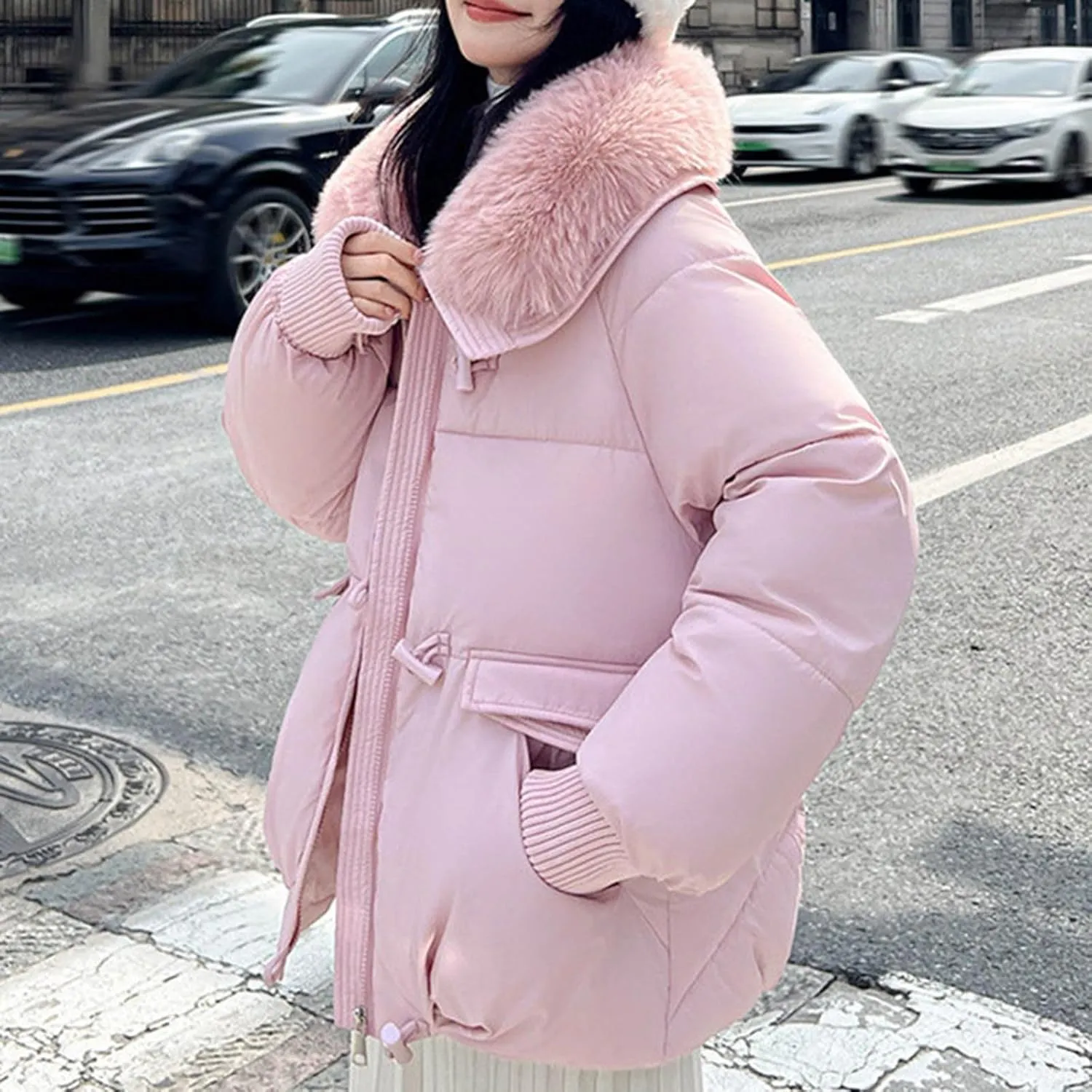 Winter Coats For Women With Hood Fleece Lined Thicken Warm Puffer Parkas Button Down Jacket Trendy Outfits Clothes