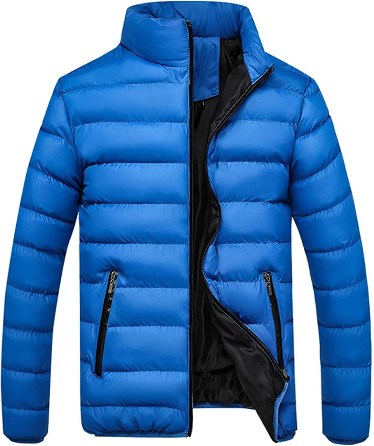 Winter Jackets for Men Lightweight Puffer Jacket Full Zip Warm Quilted Jacket Packable Down Jacket Stand Collar Coat