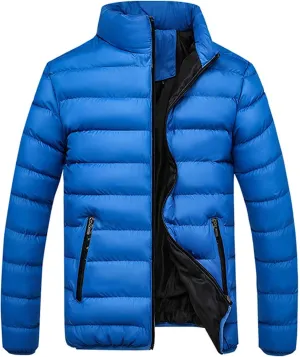 Winter Jackets for Men Lightweight Puffer Jacket Full Zip Warm Quilted Jacket Packable Down Jacket Stand Collar Coat