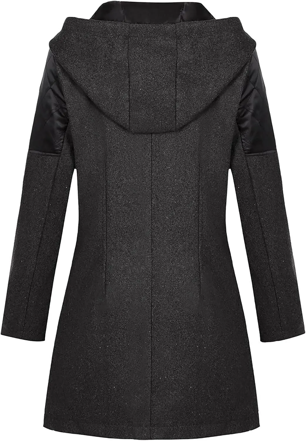 Winter Trench Coat Women Lapel Double Breasted Wool Blend Pea Coats Fashion Plaid Hooded Long Jacket with Belted