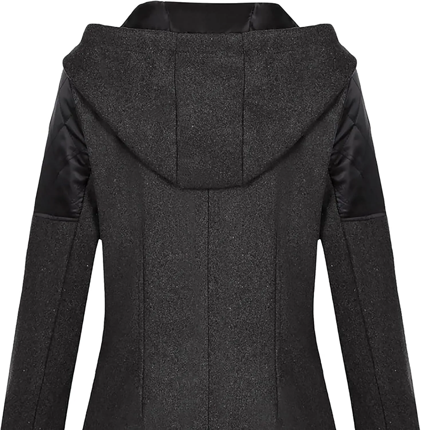 Winter Trench Coat Women Lapel Double Breasted Wool Blend Pea Coats Fashion Plaid Hooded Long Jacket with Belted