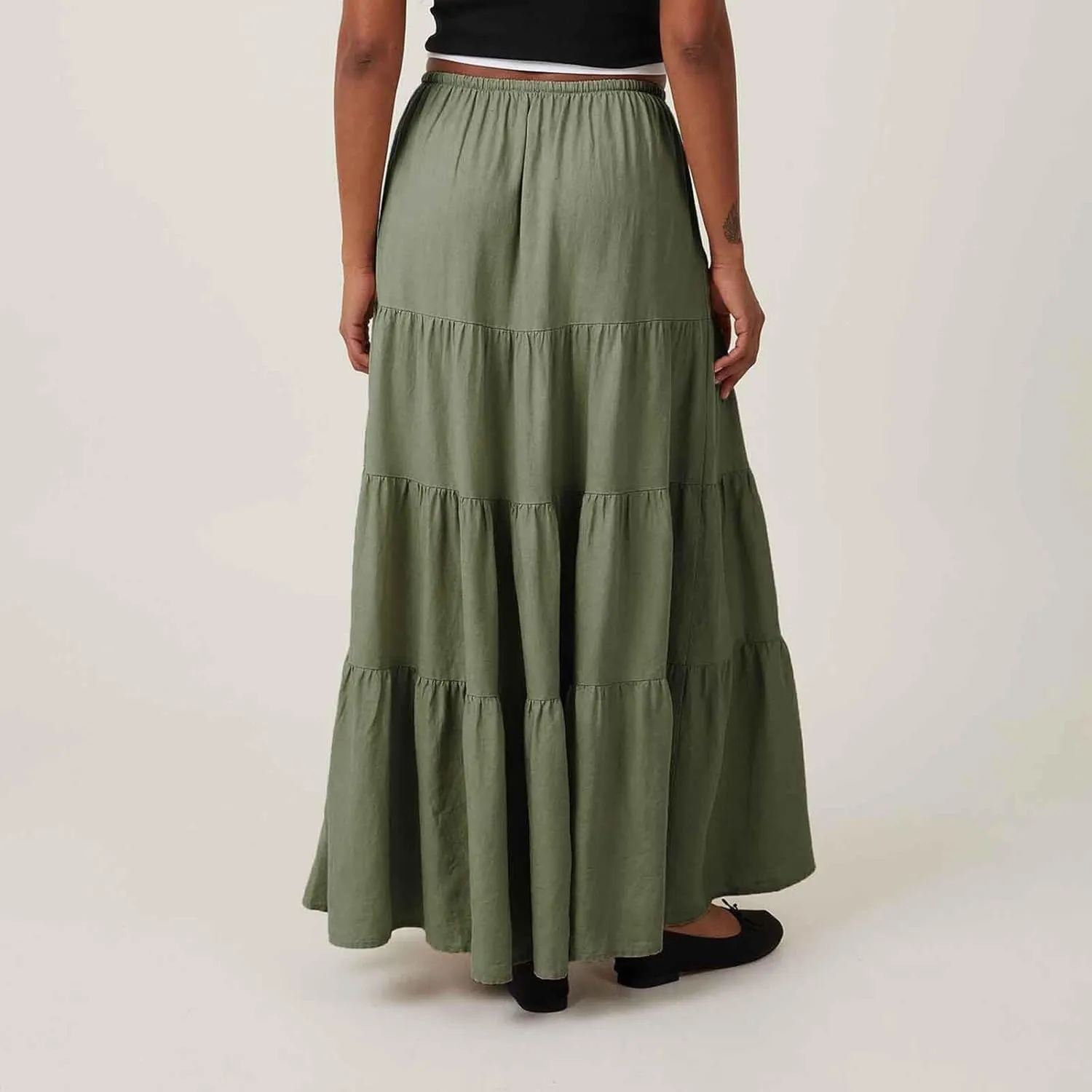 Women Boho Skirts Flowy Ruffle Skirts Long A Line Beach Skirt Vacation Maxi Skirts Casual Summer Outfit Pleated Skirt