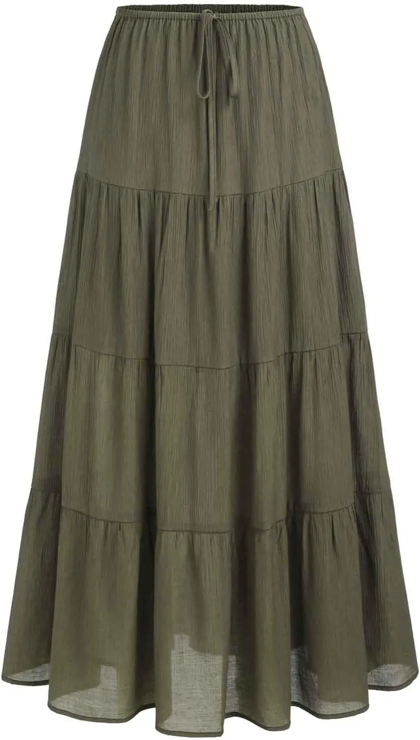 Women Boho Skirts Flowy Ruffle Skirts Long A Line Beach Skirt Vacation Maxi Skirts Casual Summer Outfit Pleated Skirt