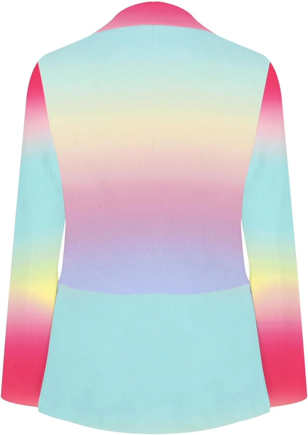 Women Colorful Jackets Slim-Fit Casual Lapel Long Jackets Petite Ladies Ombre Gradient Color Fall Lightweight Blazers