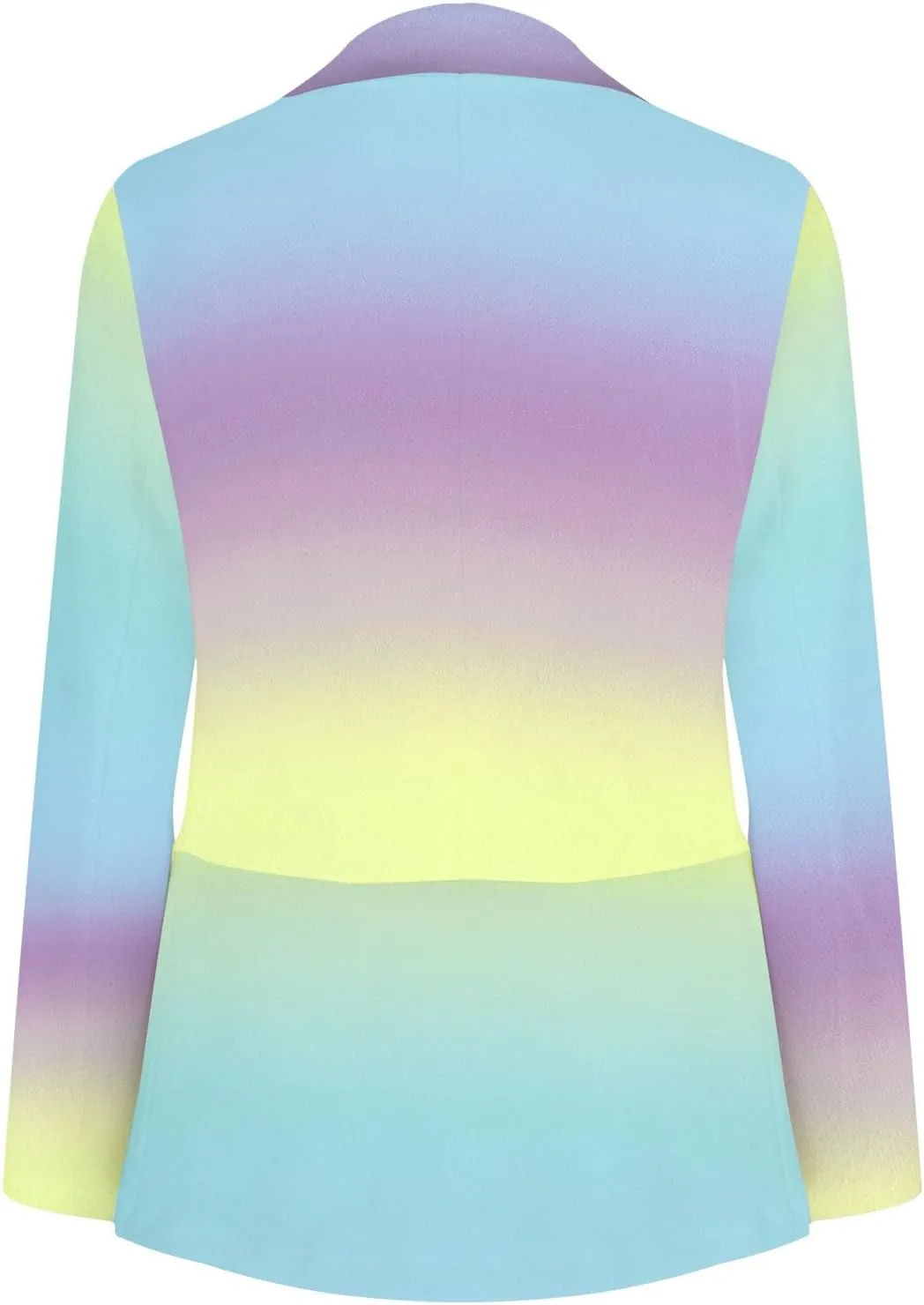 Women Colorful Jackets Slim-Fit Casual Lapel Long Jackets Petite Ladies Ombre Gradient Color Fall Lightweight Blazers