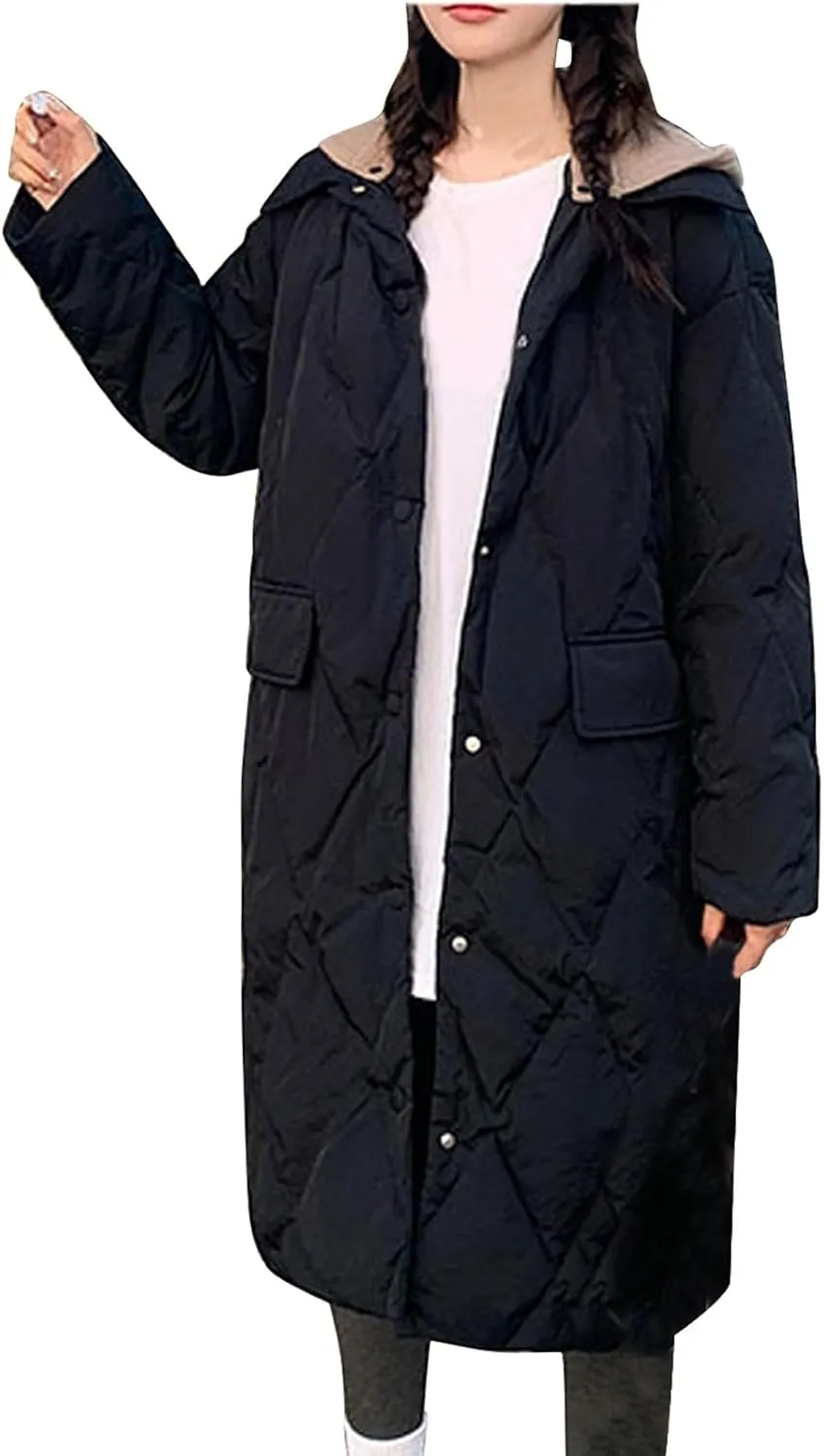 Women Long Winter Coats Plus Size Puffer Jackets Thicken Outerwear Maxi Down Coats Parka Quilted Lightweight Jackets