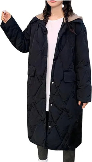 Women Long Winter Coats Plus Size Puffer Jackets Thicken Outerwear Maxi Down Coats Parka Quilted Lightweight Jackets