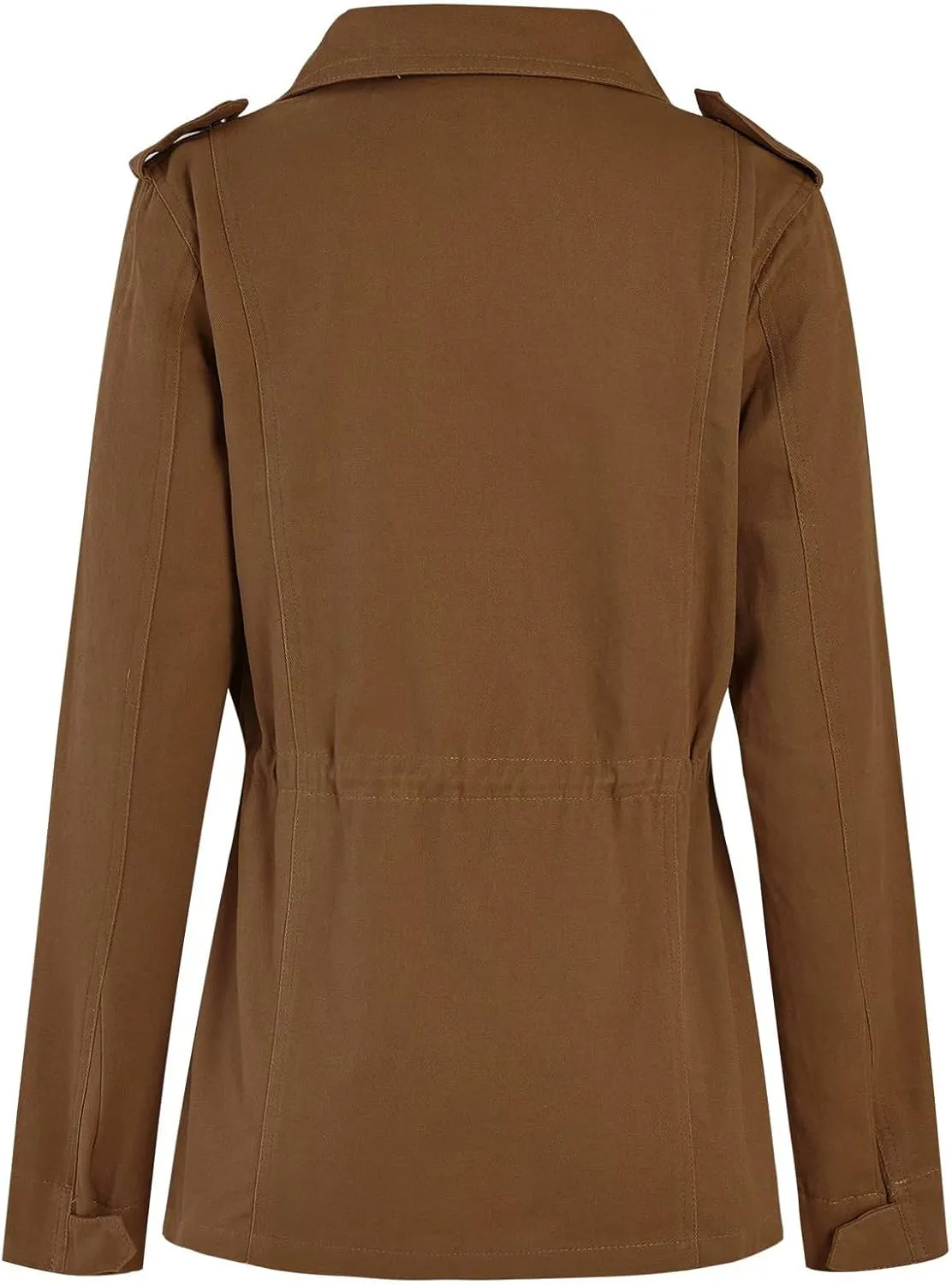 Women Military Anorak Jackets Zip Up Snap Buttons Parka Utility Coats Outwear with Pocket