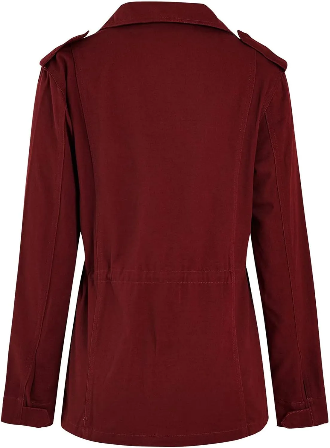 Women Military Anorak Jackets Zip Up Snap Buttons Parka Utility Coats Outwear with Pocket