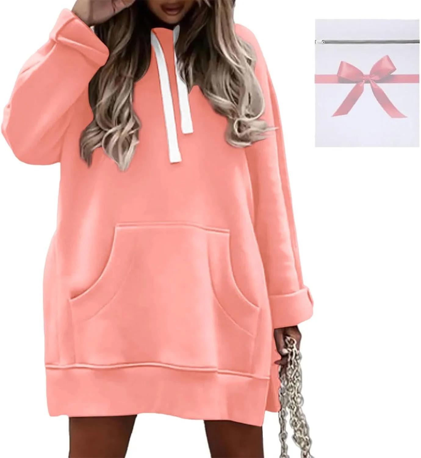 Women Oversized Hoodie Dress Pullover Winter Kangaroo Pocket Sweatshirt Summer Fall Tops Casual Loungewear