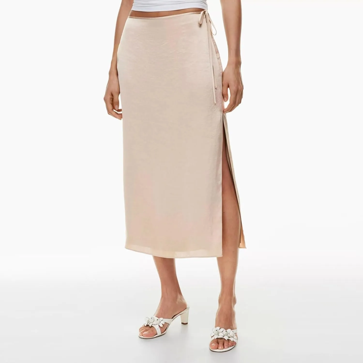 Women Satin Skirt High Waist Slit Zipper Straight Solid Color Temperament Long Skirt Pleated Tennis Skirts for