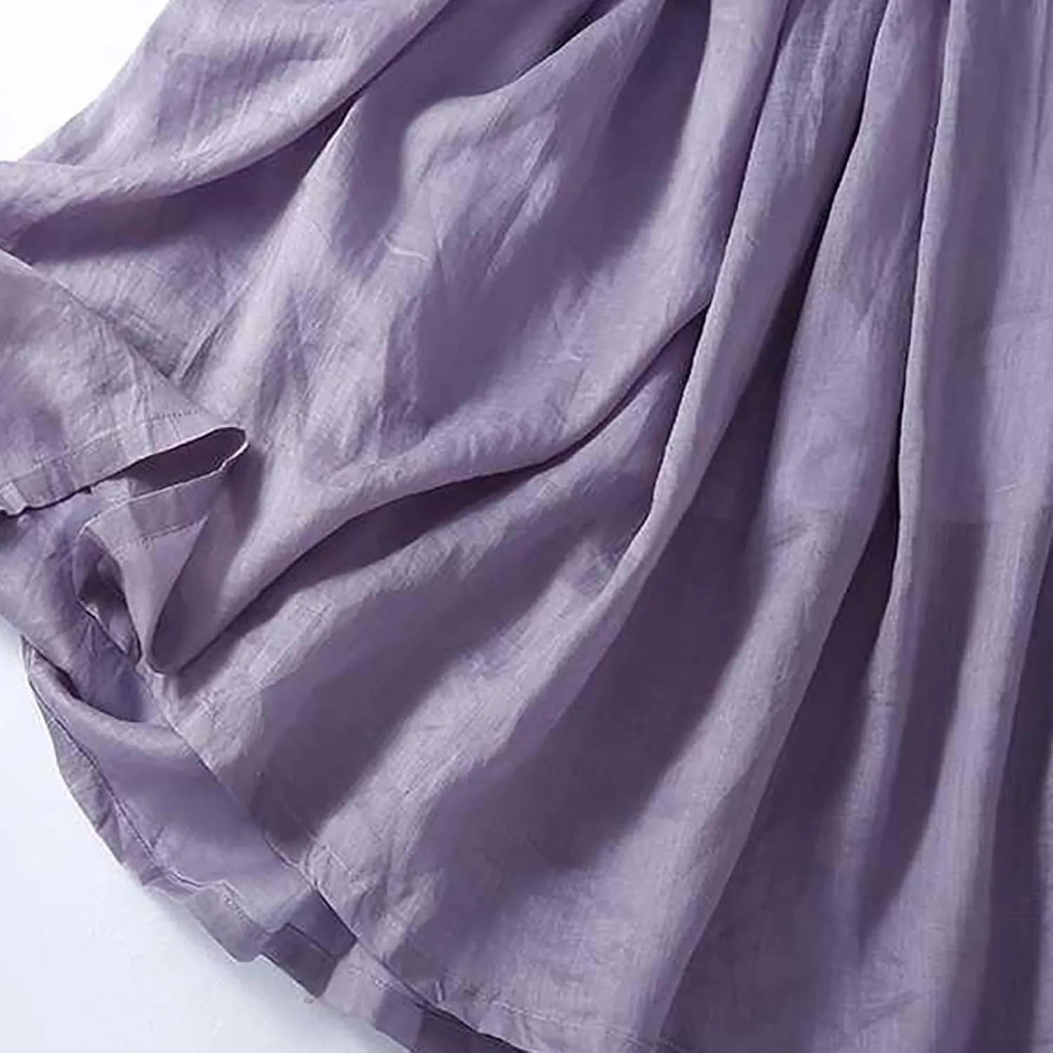 Women Summer Cotton Linen Skirts Boho Flowy Beach Dress A Line Swing Casual Long Skirts Elastic Waist Tiered Dress