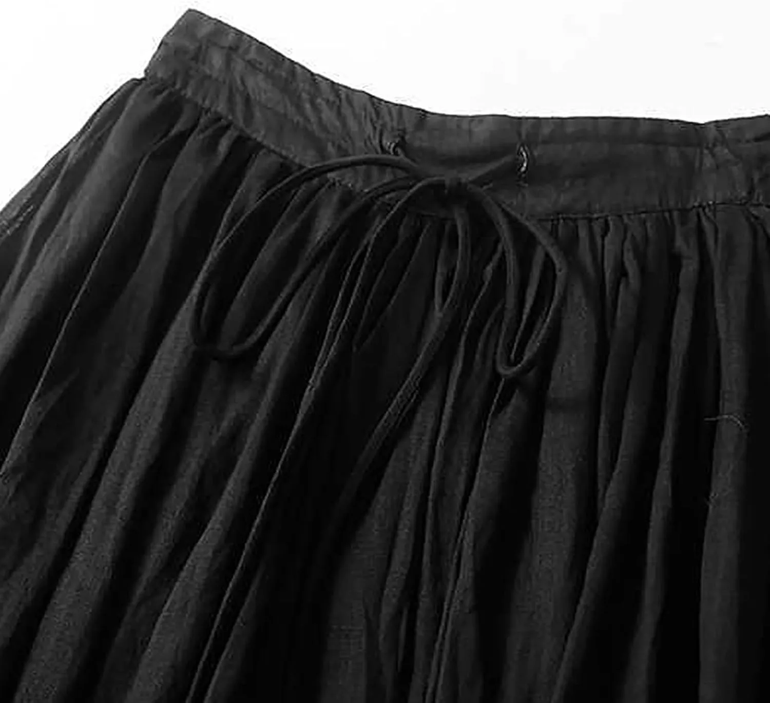 Women Summer Cotton Linen Skirts Boho Flowy Beach Dress A Line Swing Casual Long Skirts Elastic Waist Tiered Dress