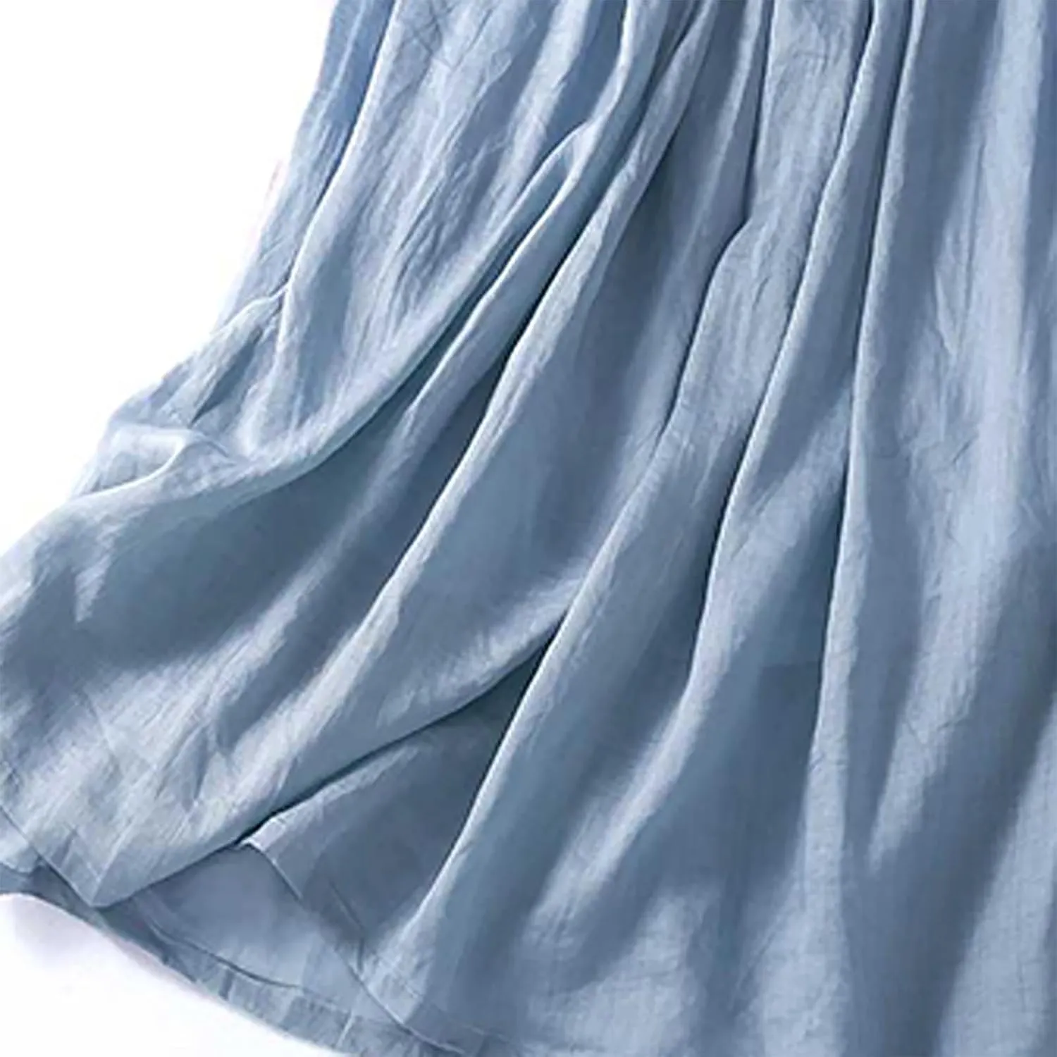 Women Summer Cotton Linen Skirts Boho Flowy Beach Dress A Line Swing Casual Long Skirts Elastic Waist Tiered Dress