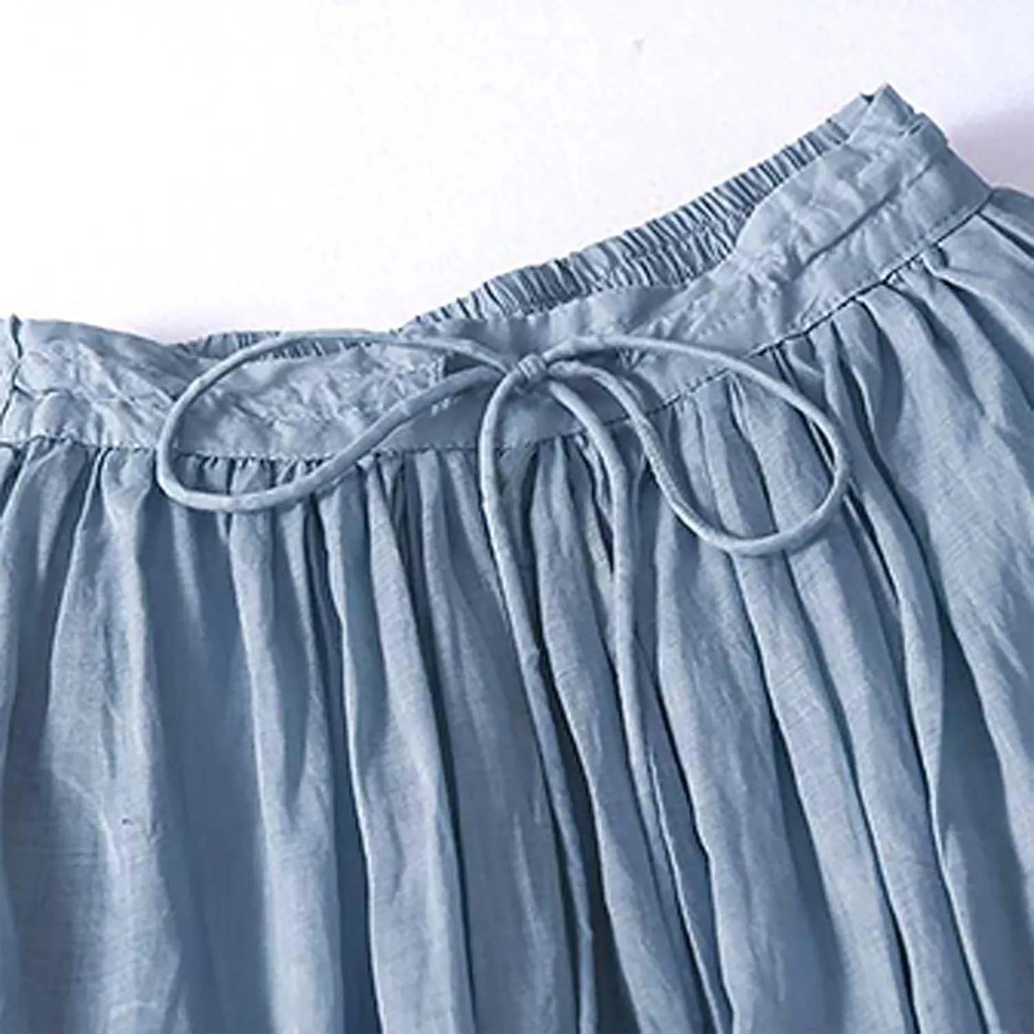 Women Summer Cotton Linen Skirts Boho Flowy Beach Dress A Line Swing Casual Long Skirts Elastic Waist Tiered Dress