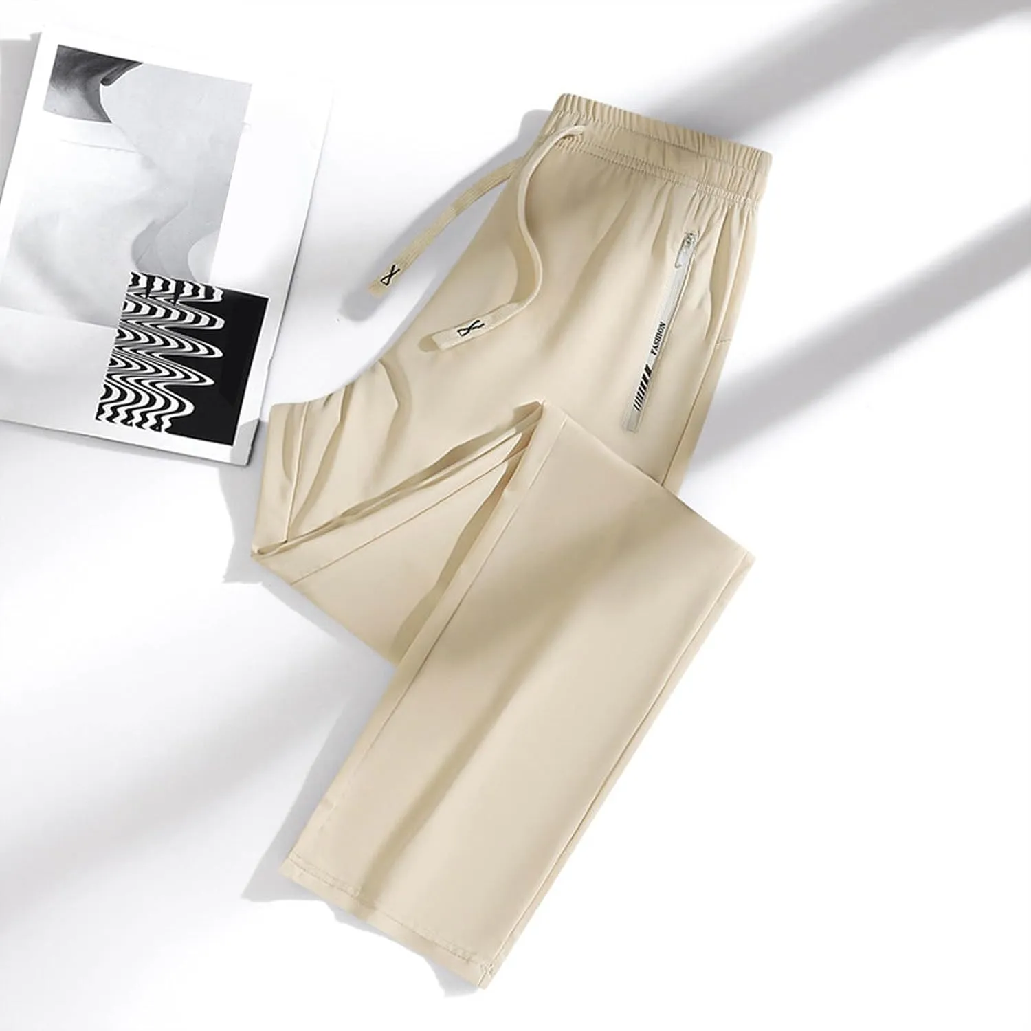 Womens Beeswan Pants Stretch Quick Drying High Waisted Ice Silk Trousers Drawstring Straight Leg Casual Athletic Pants