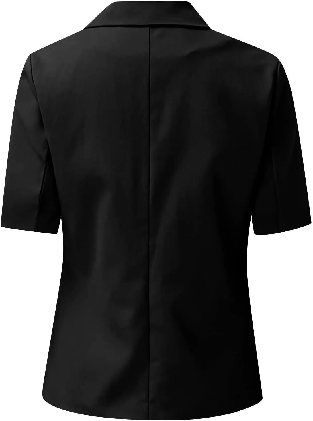 Women's Business Short Sleeve Blazer Jacket Casual Solid Open Front Tops Lapel Button Work Office Blazer Coat