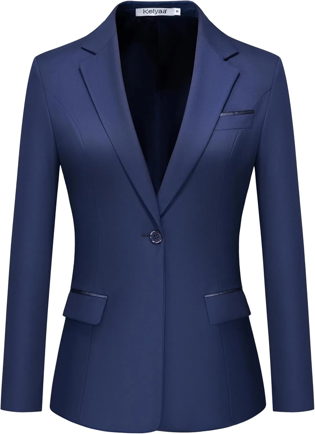 Women's Casual Business Blazer Notched Lapel One Button Open Front Long Sleeve Blazers Office Work Suit Jackets