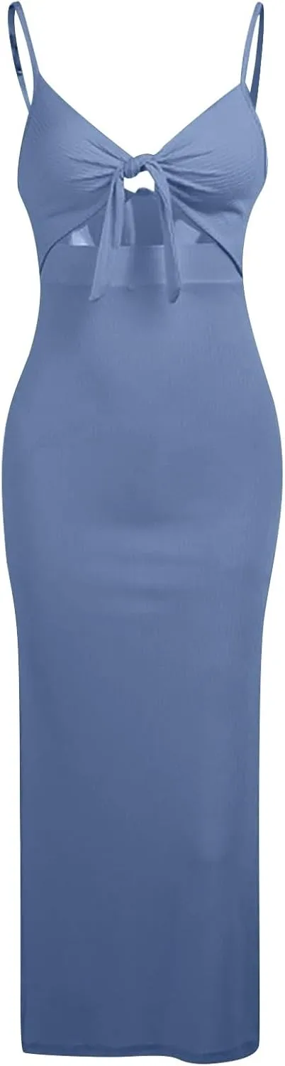 Women's Casual Fashion Sexy Suspender with Out Side Slit Wrap Hip Skirt Cute Shirt Dresses for Women