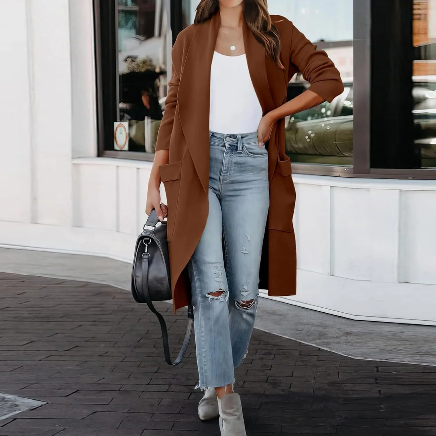 Women's Coats Basic Long Jacket Coat Coat Trench Long Jacket Ladies Slim Long Belt Elegant Winter Coats for Women