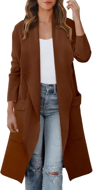 Women's Coats Basic Long Jacket Coat Coat Trench Long Jacket Ladies Slim Long Belt Elegant Winter Coats for Women