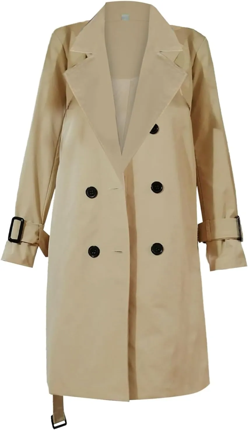 Womens Double Breasted Long Trench Coat Dressy Overcoat with Belt Fall Winter Fashion Trendy Clothes Outfits 2025