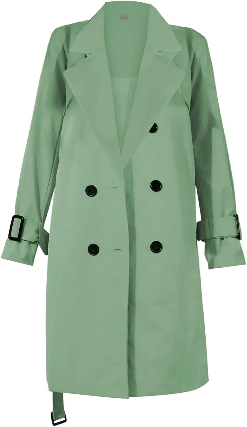Womens Double Breasted Long Trench Coat Dressy Overcoat with Belt Fall Winter Fashion Trendy Clothes Outfits 2025
