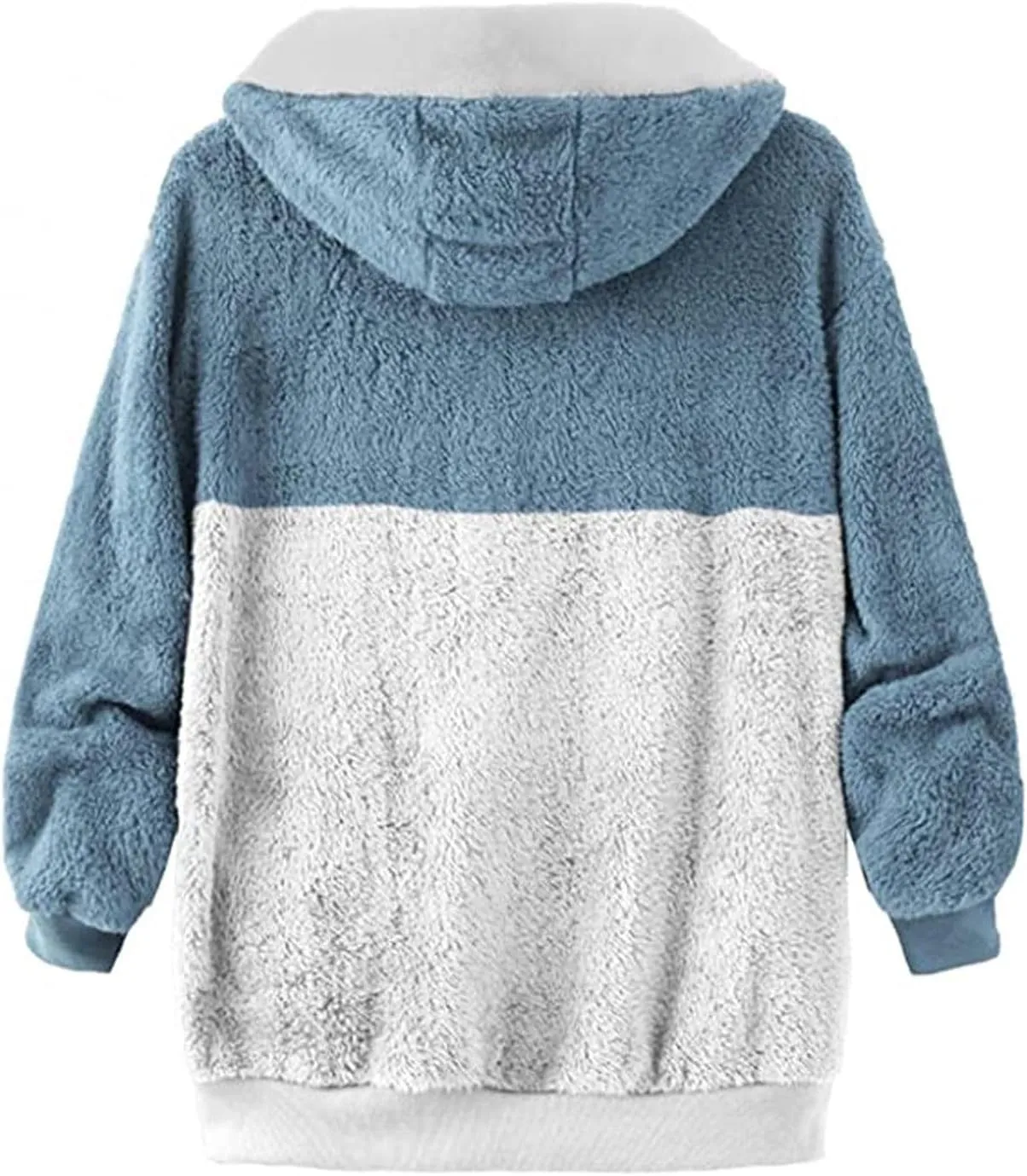 Women's Fuzzy Fleece Lined Sherpa Hoodie Oversized Fashion 2024 Color Block Cardigan Coat Shaggy Warm Winter Jackets