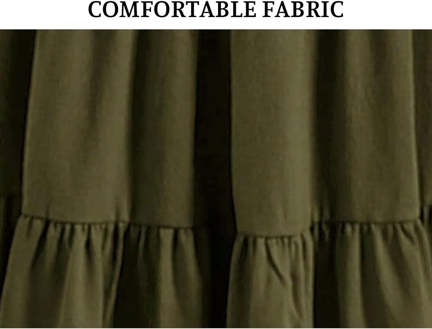Womens High Elastic Waist Midi Skirt Summer Flowy Ruffle Pleated A line Skirts Lightweight Boho Tiered Skirt