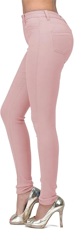 Women's Jeggings with Pockets, Skinny Fit Denim Look, High Waisted Stretchy Pull On Pants, Full-Length & Capri