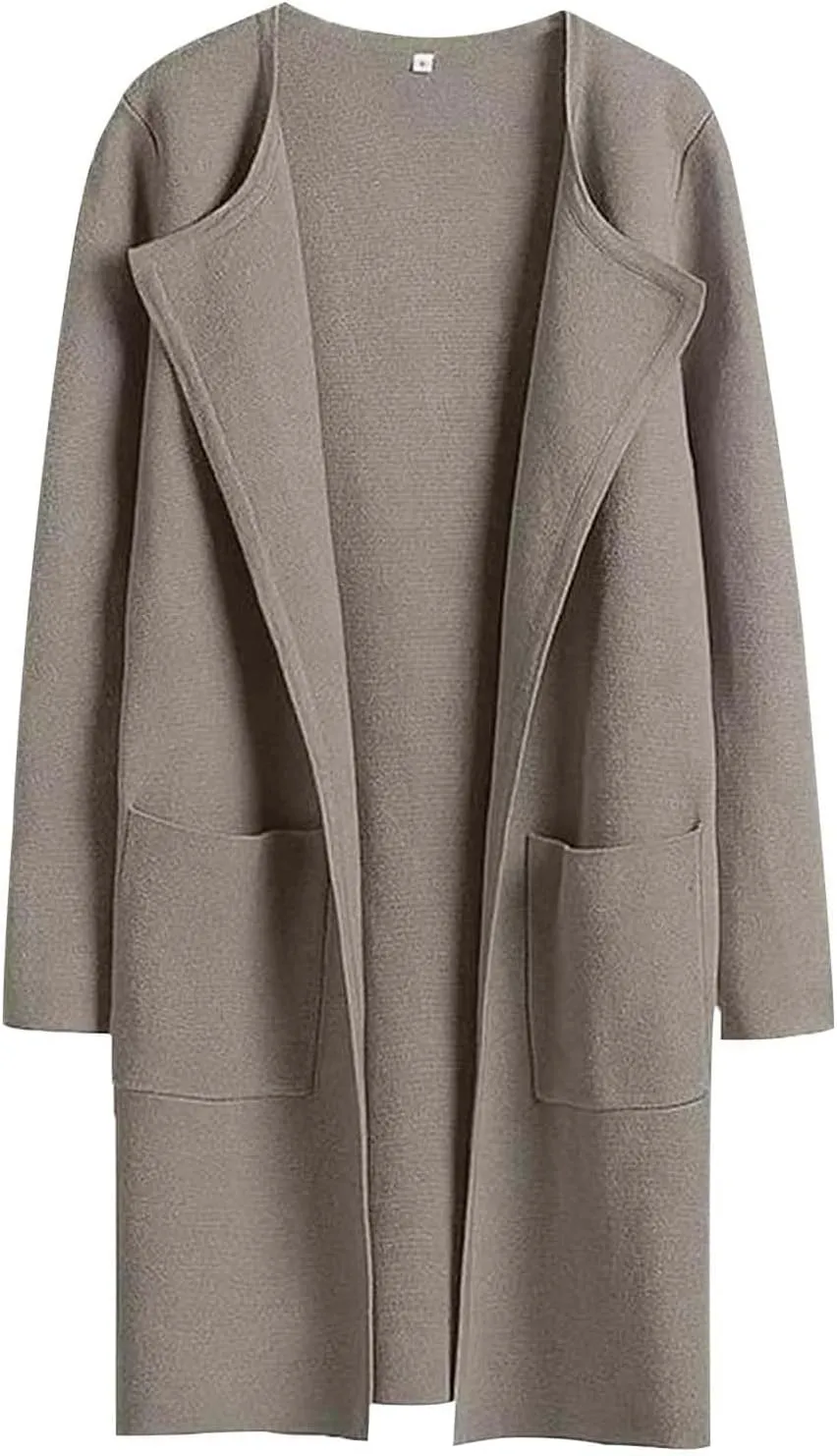 Women's Lightweight Jacket Casual Knitted Open Front Mid-Length Cardigans Sweaters Solid Color Long Sleeve Outwear