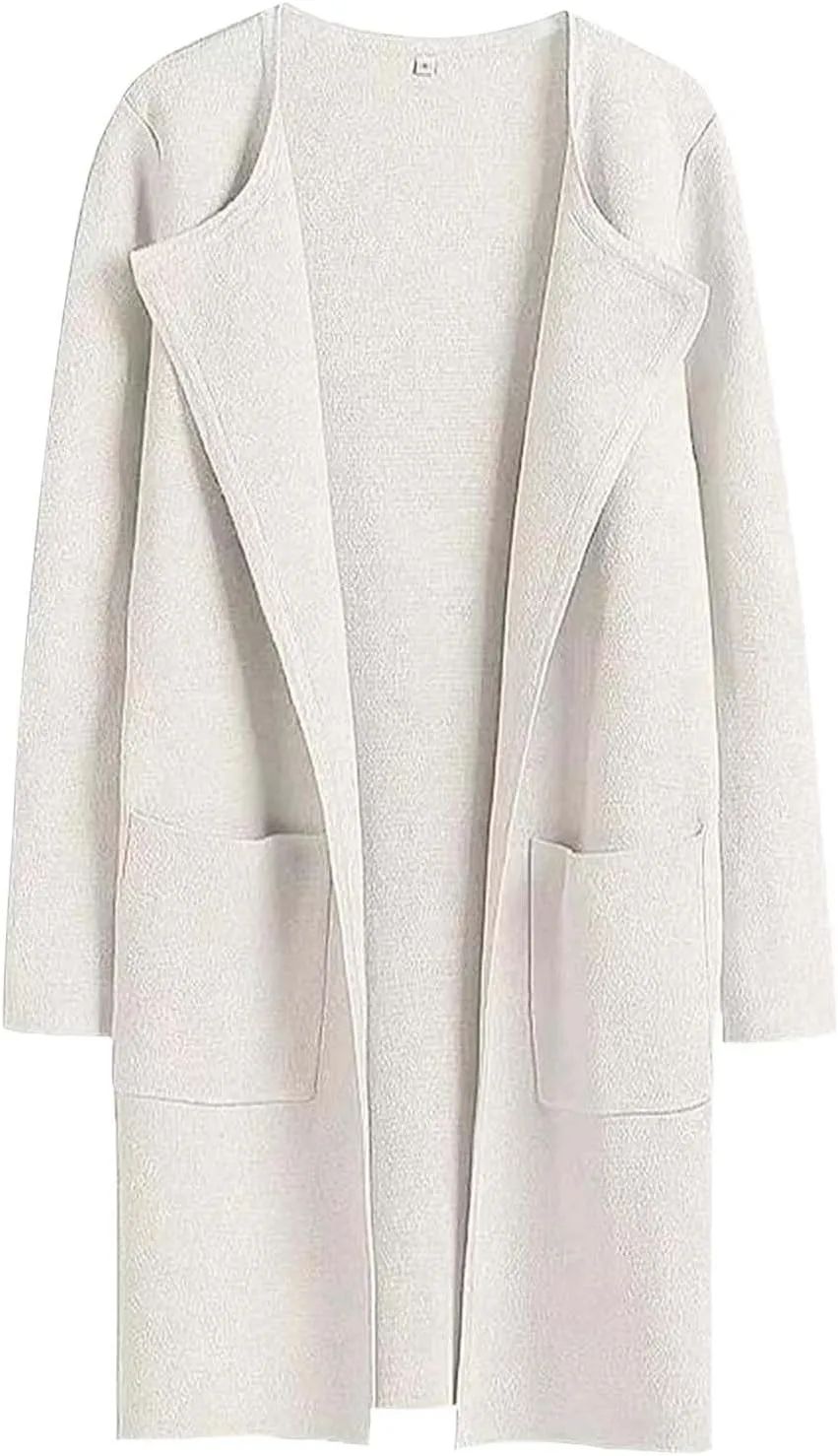 Women's Lightweight Jacket Casual Knitted Open Front Mid-Length Cardigans Sweaters Solid Color Long Sleeve Outwear