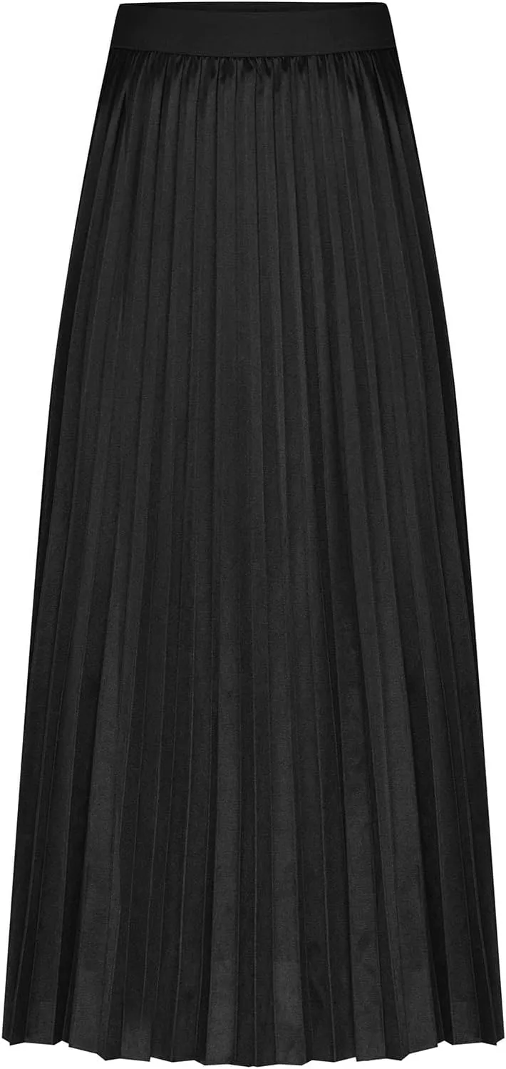 Womens Lightweight Pleated Skirt Summer High Waist Swing Midi Skirts Casual Versatile Flowy Plain A-Line Skirts