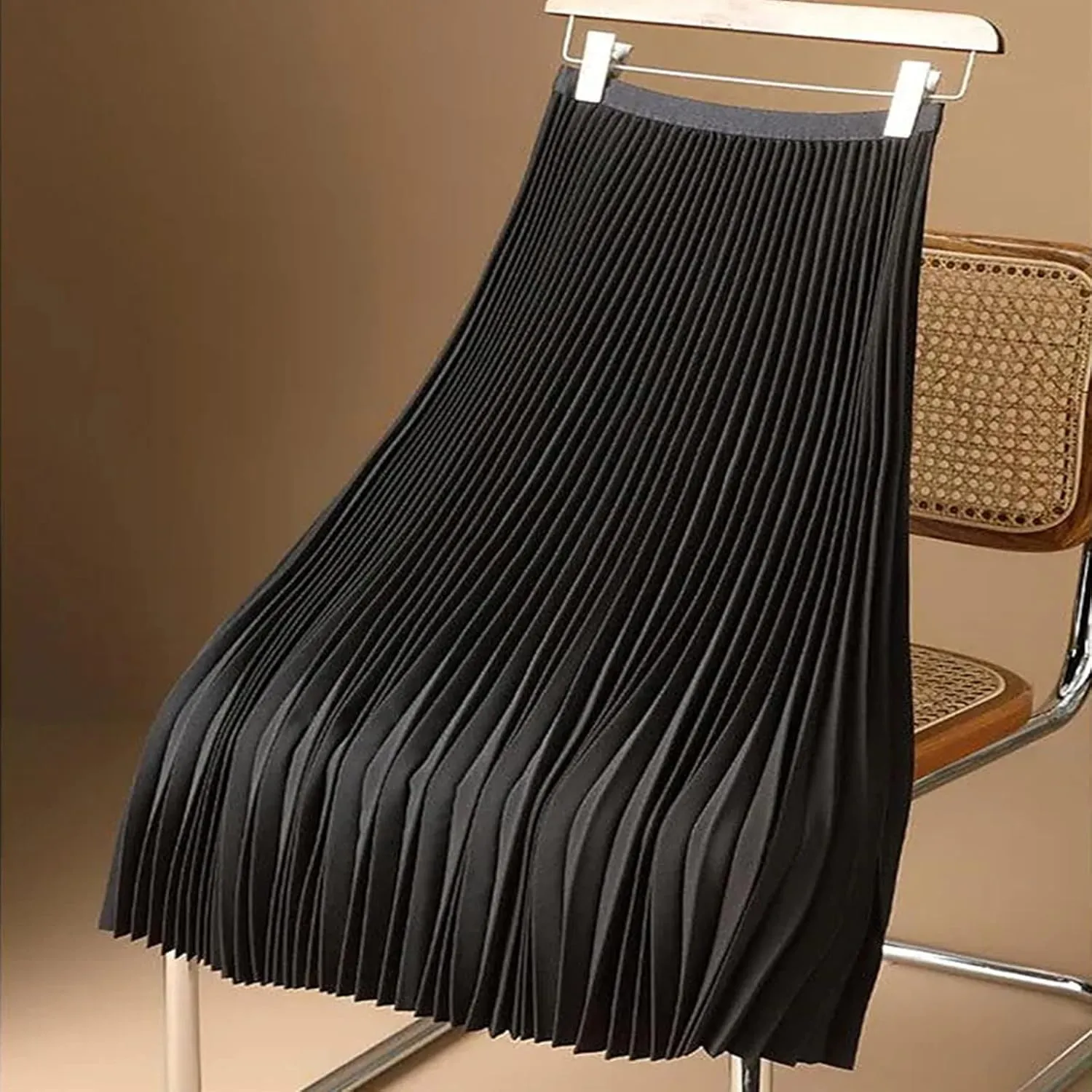 Womens Lightweight Pleated Skirt Summer High Waist Swing Midi Skirts Casual Versatile Flowy Plain A-Line Skirts