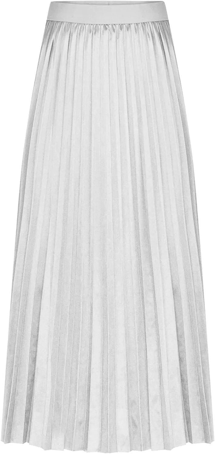 Womens Lightweight Pleated Skirt Summer High Waist Swing Midi Skirts Casual Versatile Flowy Plain A-Line Skirts