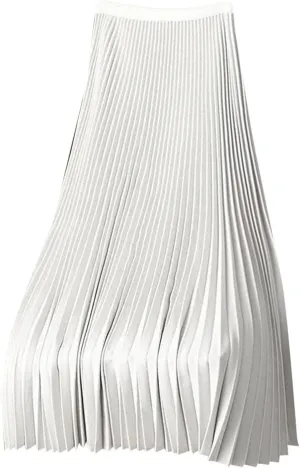 Womens Lightweight Pleated Skirt Summer High Waist Swing Midi Skirts Casual Versatile Flowy Plain A-Line Skirts