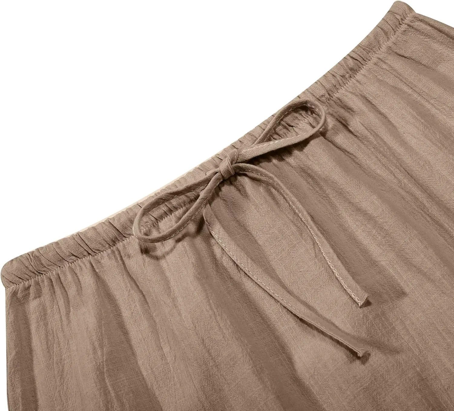 Womens Linen Maxi Skirts Summer Casual Boho Beach Vacation Comfy Flowy Long Drawstring Waist A Line Skirts
