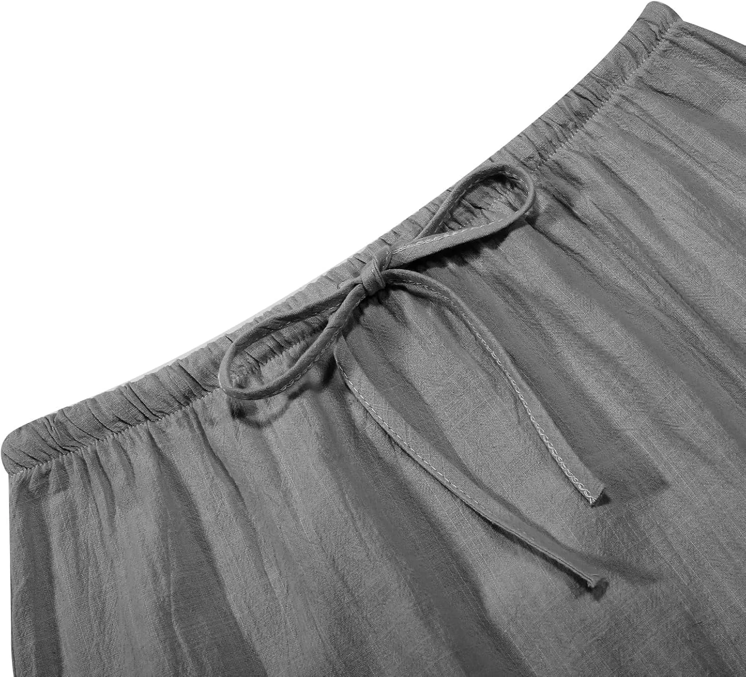 Womens Linen Maxi Skirts Summer Casual Boho Beach Vacation Comfy Flowy Long Drawstring Waist A Line Skirts