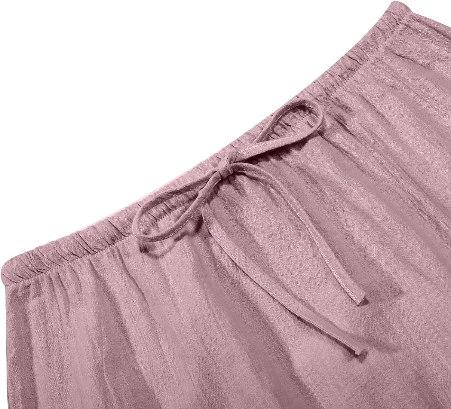 Womens Linen Maxi Skirts Summer Casual Boho Beach Vacation Comfy Flowy Long Drawstring Waist A Line Skirts