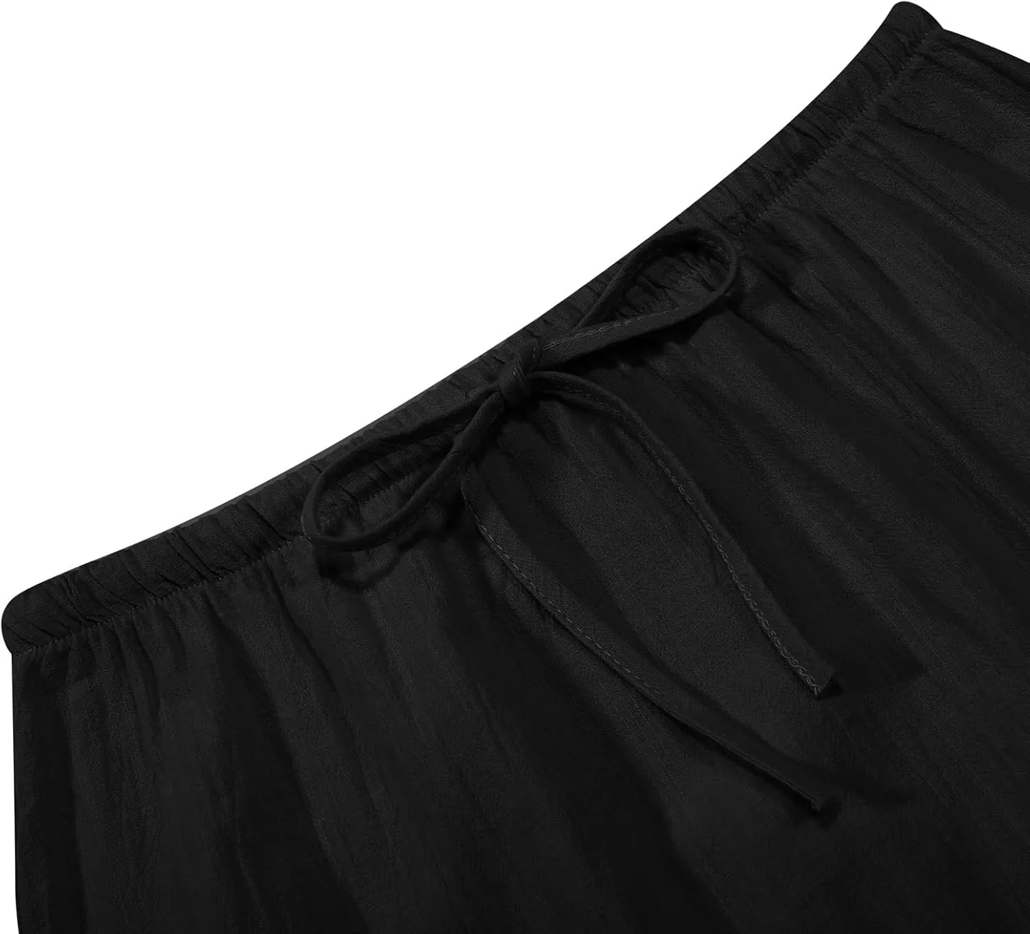 Womens Linen Maxi Skirts Summer Casual Boho Beach Vacation Comfy Flowy Long Drawstring Waist A Line Skirts